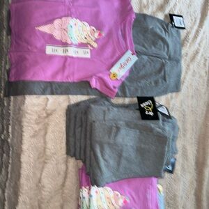 Wholesale bulk lot of 21 pieces Cat & Jack Pink Ice Cream top and gray leggings